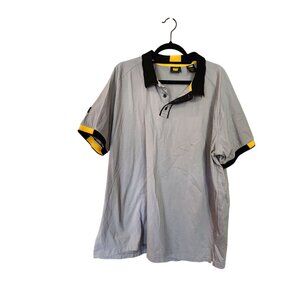 CAT Mens 2XL Gray & Yellow Polo Shirt Short Sleeve Workwear Cotton Blend